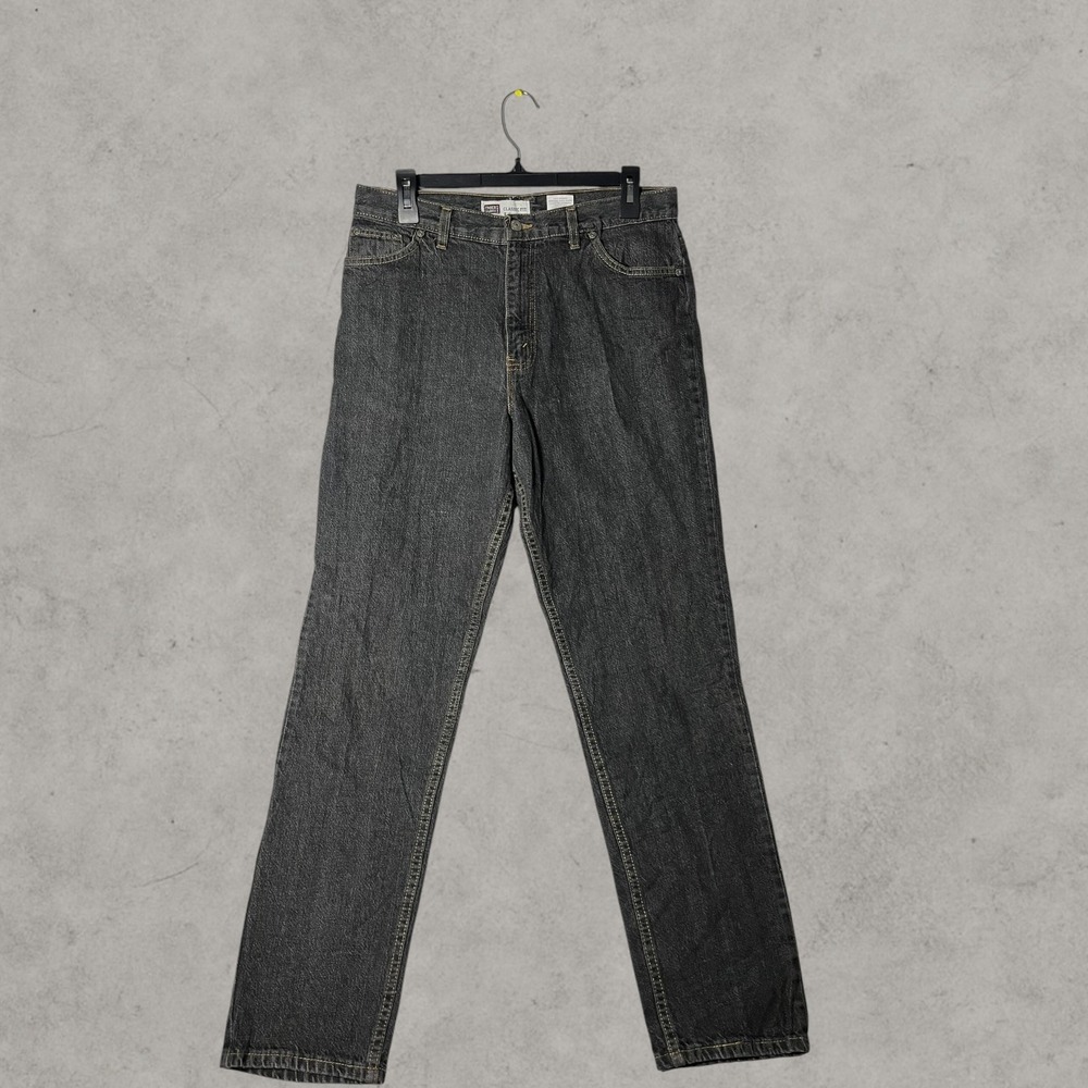 Faded Glory Jeans Womens 12 Black Denim Classic Fit Straight Leg High Rise USA